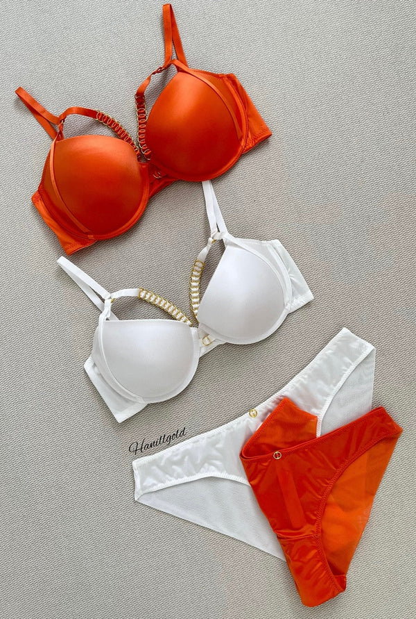 Gold Ring Chain Push-Up Bra & Panty Set – Pack of 3