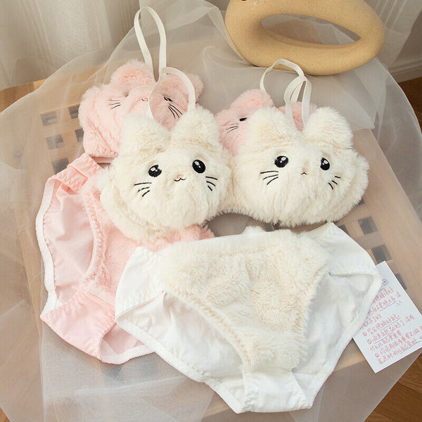 New High Quality Cute Kitty Anime Soft Plush Design Bra & Panty Set 2133